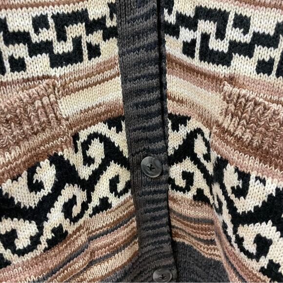 Lucky Brand Cotton Blend Aztec Jacquard Boyfriend Cardigan Sweater Large Nwt - Picture 4 of 9